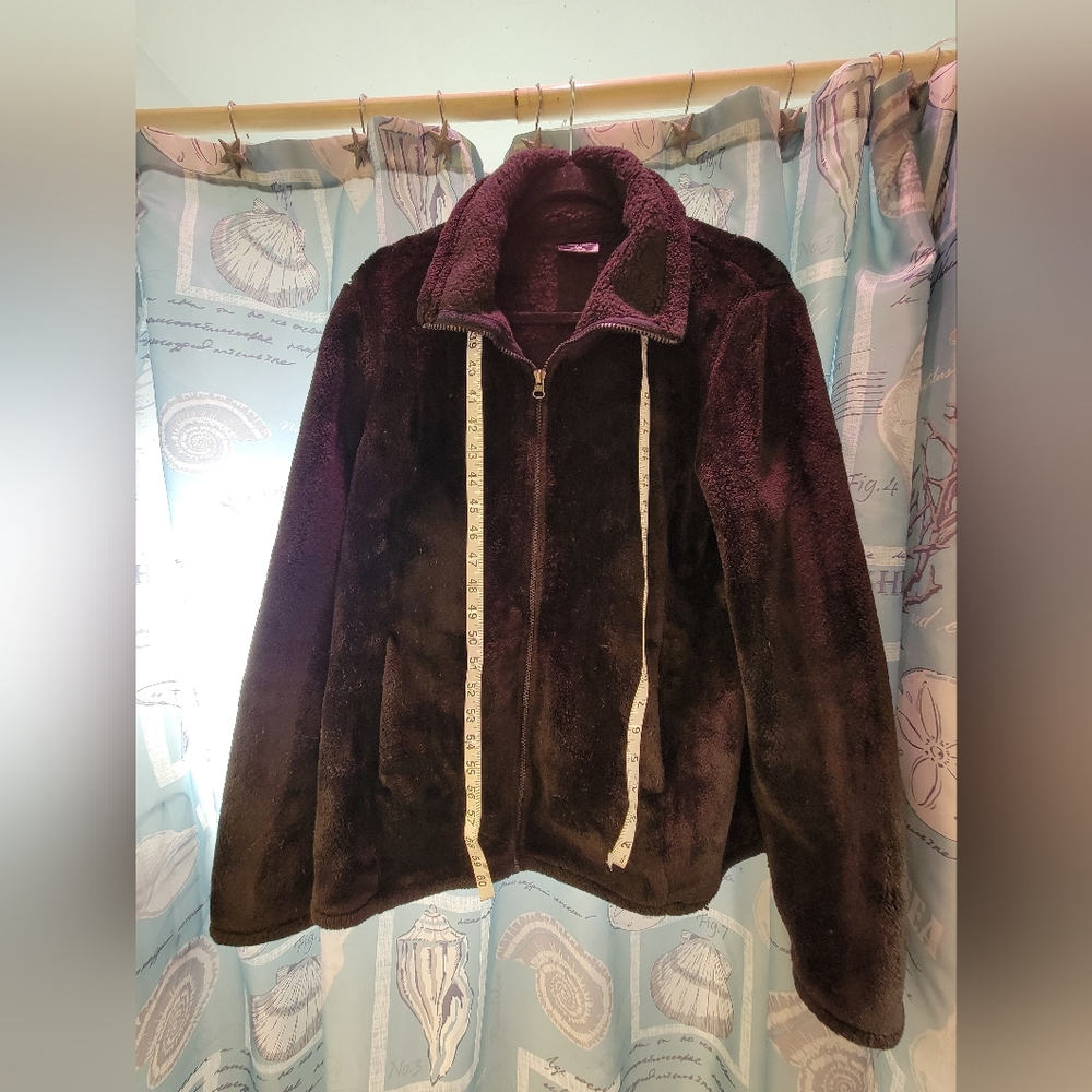 32° Heat Large Black Teddy Zipup Jacket • Super Soft Inside & Out • Cozy Fleece